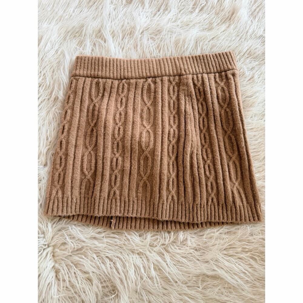 Alo Yoga Winter Bliss Cableknit Cable Knit Sweater Skirt Toasted Almond